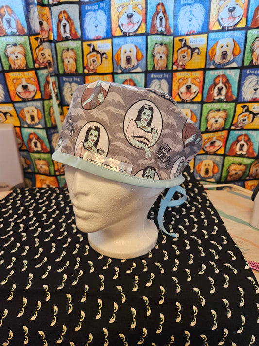The Munsters Surgical Scrub Cap - Light Blue Ties